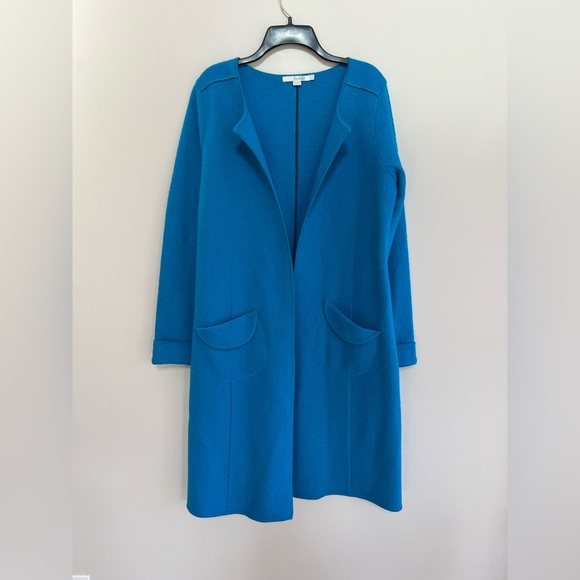 Boden Jackets & Blazers - Boden Vintage Boiled Wool Open Front Cardigan Coat in Cobalt Blue, size 12